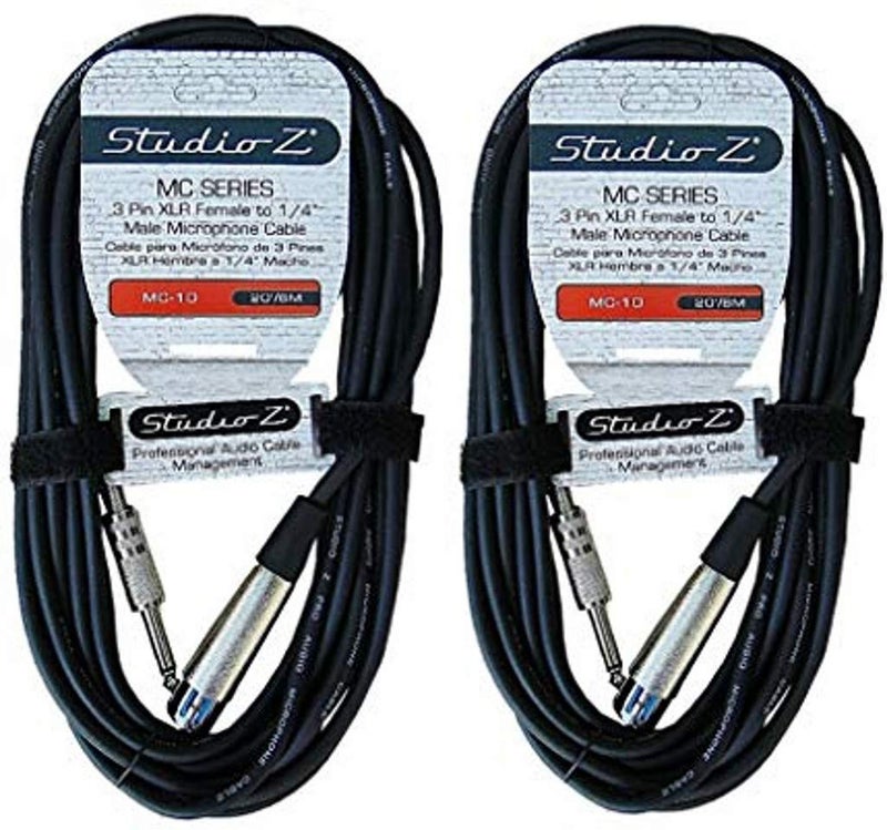 Studio Z 2 Pack Studio Z Microphone Cable 20Ft Female XLR to 1/4 Inch TS Male Mono 3 PIN Flexible Mic Cable Unbalanced Interconnect Wire Mic Cord for Dynamic Sound Built to Last (2 Pack) - Image 1
